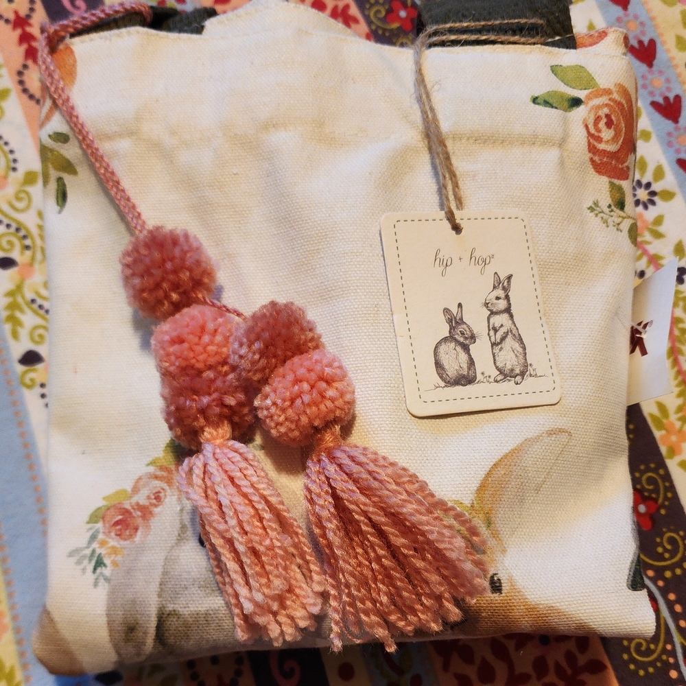 Cream and Pink Bunny Art Shoulder Bag
